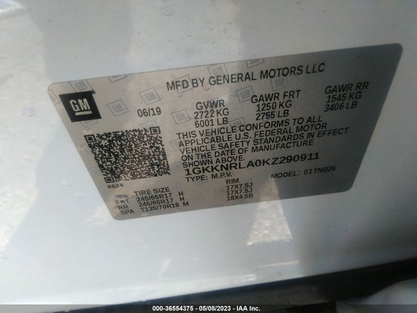 2019 GMC ACADIA SLE - 1GKKNRLA0KZ290911