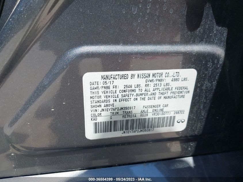 2018 INFINITI Q50 3.0T LUXE - JN1EV7AP2JM350917