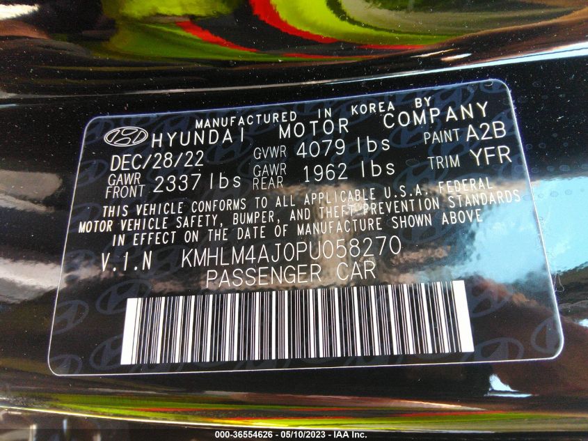 2023 HYUNDAI ELANTRA HYBRID BLUE KMHLM4AJ0PU058270