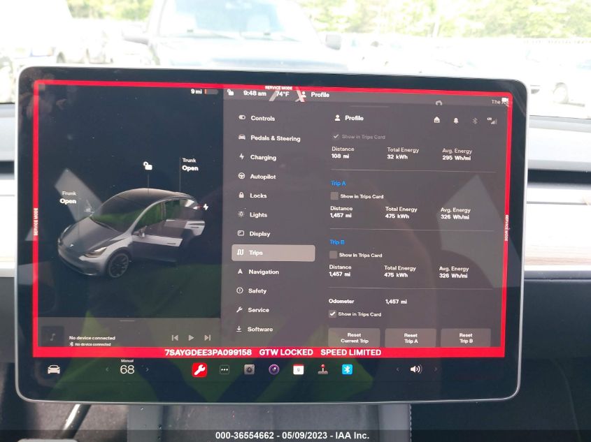 2023 TESLA MODEL Y LONG RANGE - 7SAYGDEE3PA099158