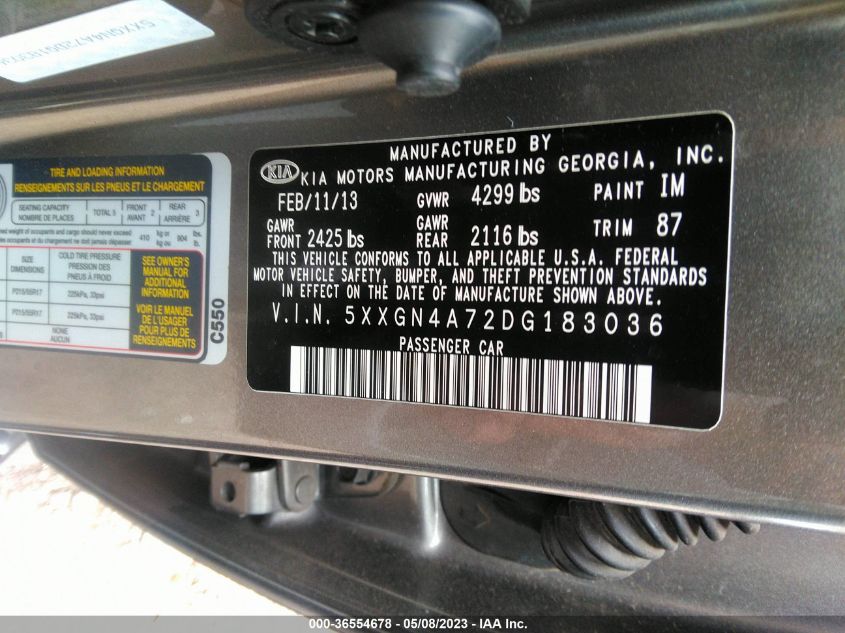 2013 KIA OPTIMA EX - 5XXGN4A72DG183036