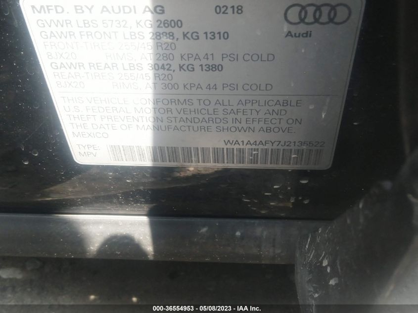 WA1A4AFY7J2135522 2018 AUDI SQ5, photo no. 9