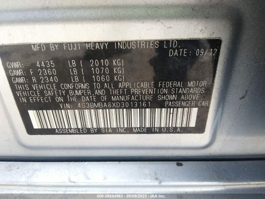 2013 SUBARU LEGACY 2.5I - 4S3BMBA6XD3013161