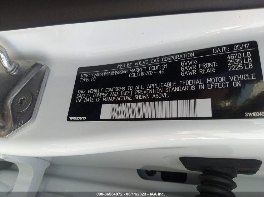 2018 VOLVO S60 INSCRIPTION PLATINUM - LYV402HM2JB158946