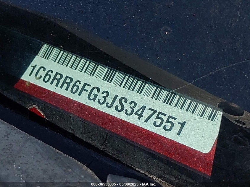 VIN 1C6RR6FG3JS347551 2018 RAM 1500 TRADESMAN
