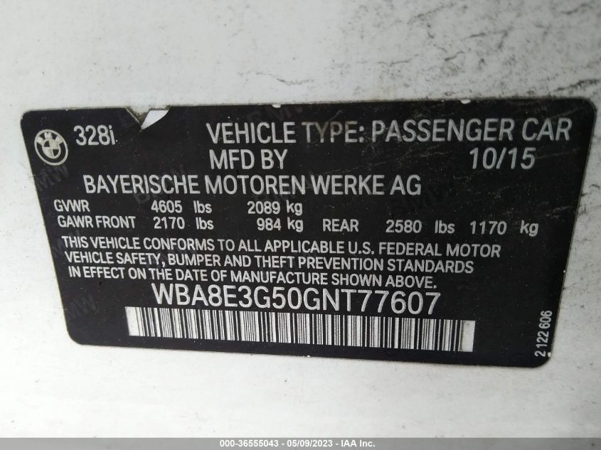 2016 BMW 3 SERIES 328I XDRIVE - WBA8E3G50GNT77607