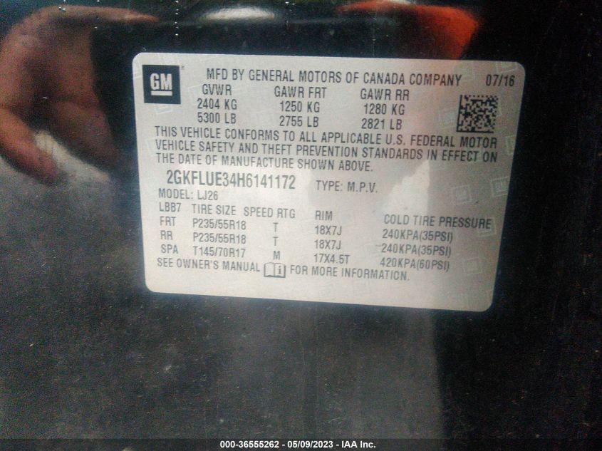 2017 GMC TERRAIN SLT - 2GKFLUE34H6141172