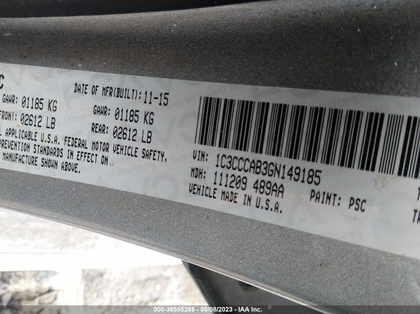 2016 CHRYSLER 200 LIMITED - 1C3CCCAB3GN149185