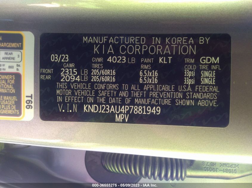 2023 KIA SOUL LX - KNDJ23AU4P7881949