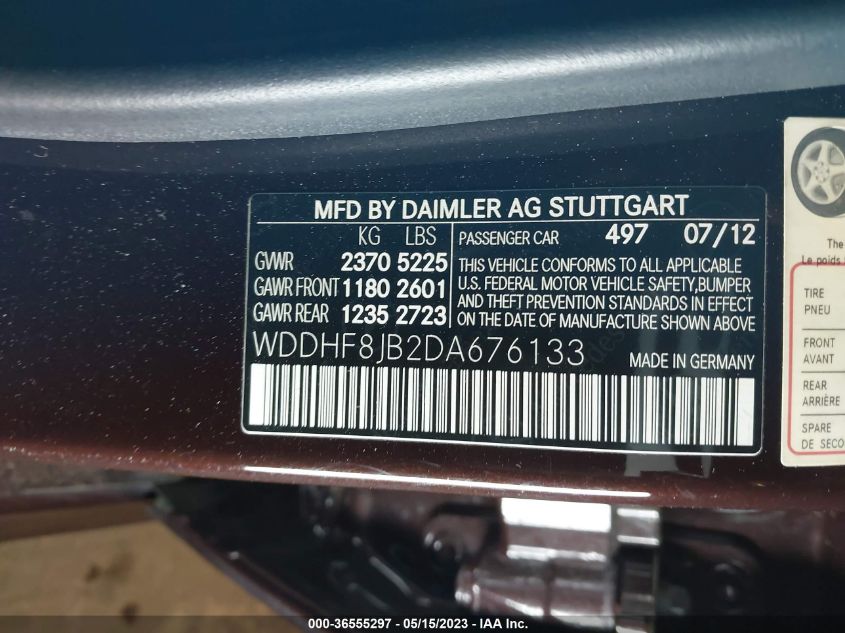 2013 MERCEDES-BENZ E 350 4MATIC WDDHF8JB2DA676133