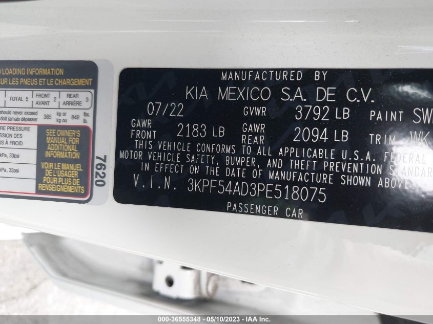 2023 KIA FORTE GT-LINE - 3KPF54AD3PE518075
