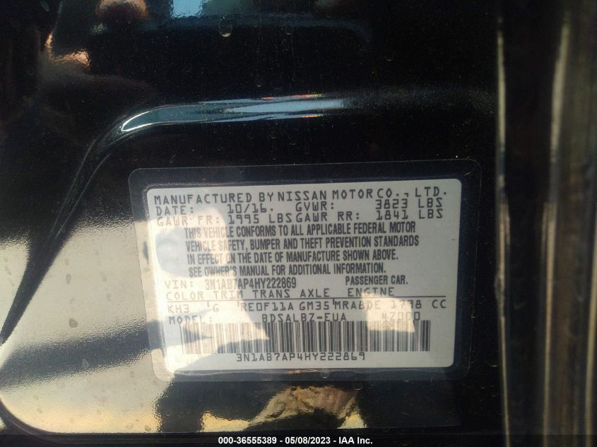 2017 NISSAN SENTRA S - 3N1AB7AP4HY222869
