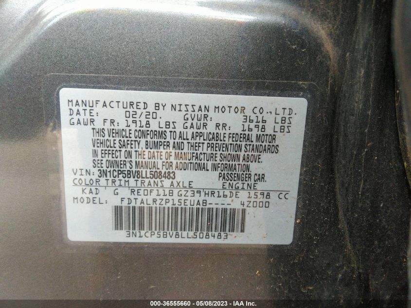 2020 NISSAN KICKS S - 3N1CP5BV8LL508483