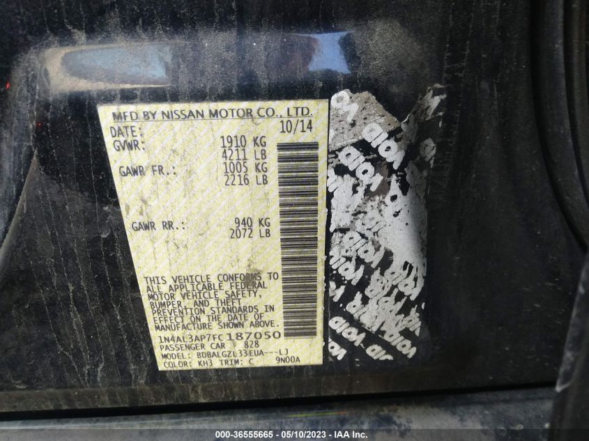 2015 NISSAN ALTIMA 2.5 S - 1N4AL3AP7FC187050