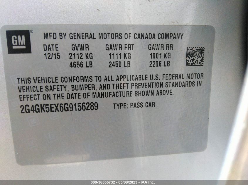 2016 BUICK REGAL - 2G4GK5EX6G9156289