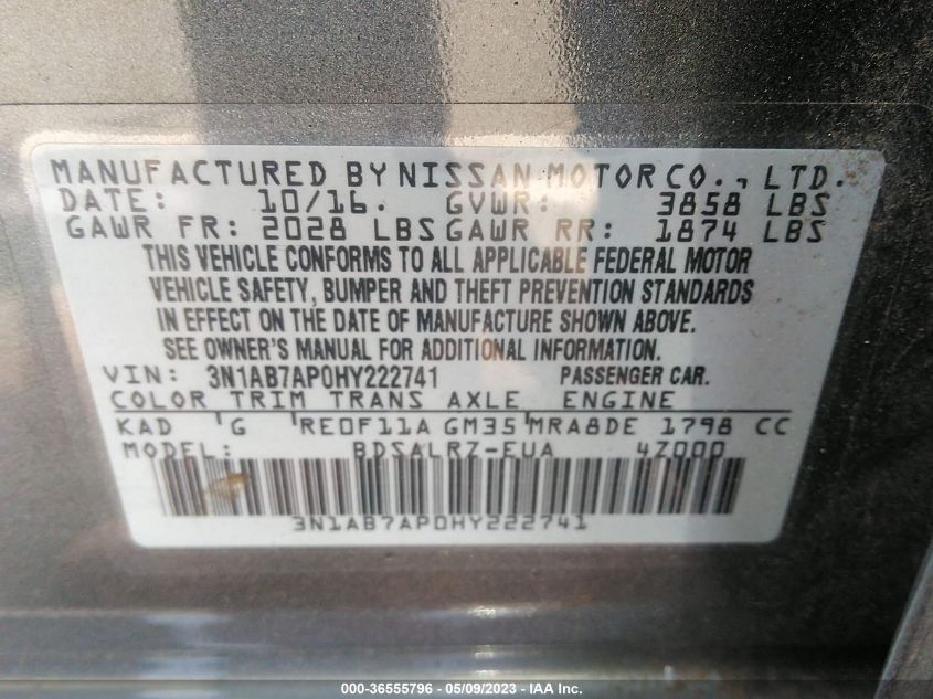 2017 NISSAN SENTRA SR - 3N1AB7AP0HY222741
