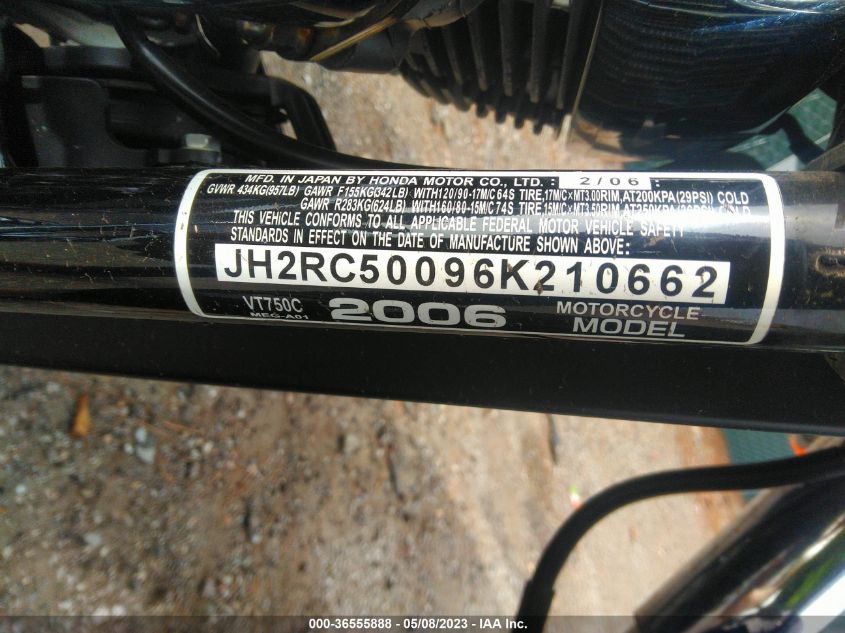 2006 HONDA VT750 C - JH2RC50096K210662