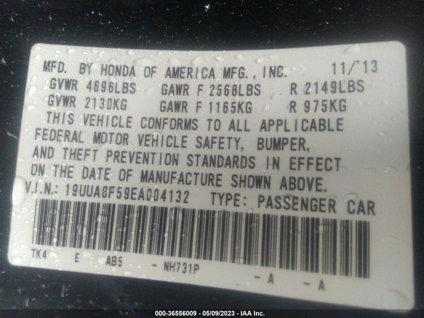 2014 ACURA TL TECH - 19UUA8F59EA004132