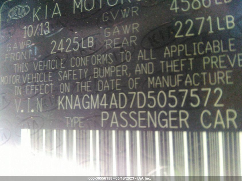 2013 KIA OPTIMA HYBRID LX - KNAGM4AD7D5057572