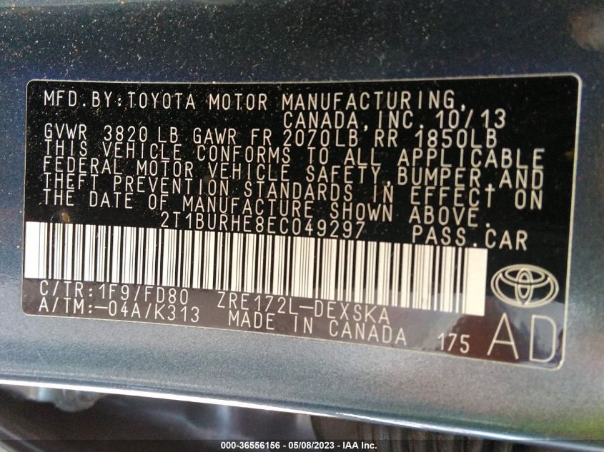 2014 TOYOTA COROLLA S - 2T1BURHE8EC049297