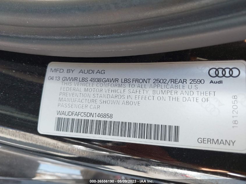 2013 AUDI A6 2.0T PREMIUM PLUS - WAUDFAFC5DN146858
