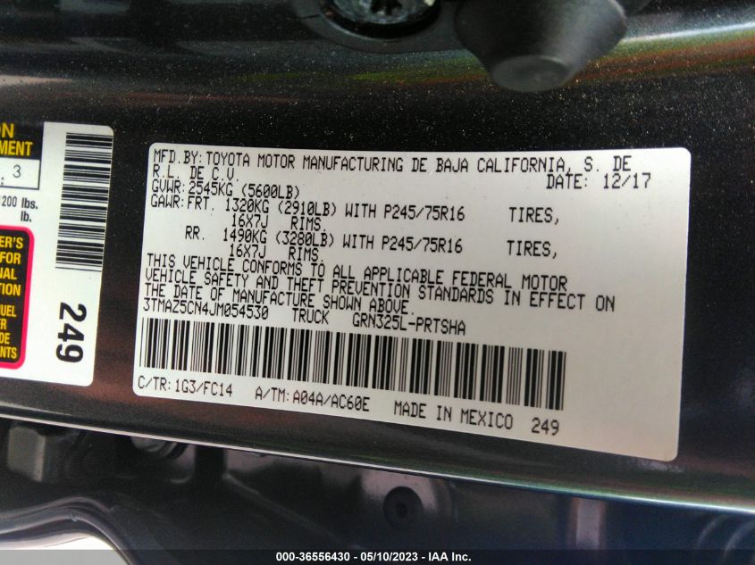2018 TOYOTA TACOMA SR5/TRD SPORT - 3TMAZ5CN4JM054530