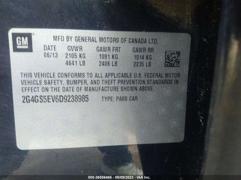 2013 BUICK REGAL TURBO PREMIUM 1 - 2G4GS5EV6D9238985