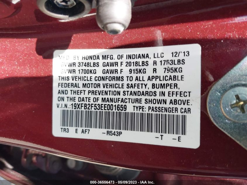 2014 HONDA CIVIC SEDAN LX - 19XFB2F53EE001659