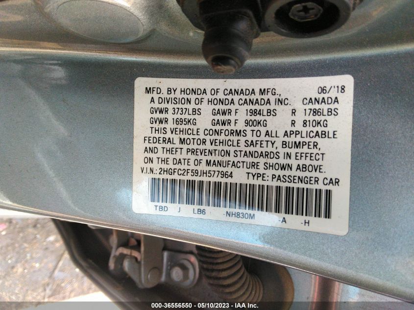 2018 HONDA CIVIC SEDAN LX - 2HGFC2F59JH577964