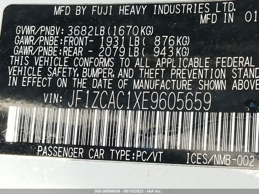 2014 SUBARU BRZ LIMITED - JF1ZCAC1XE9605659