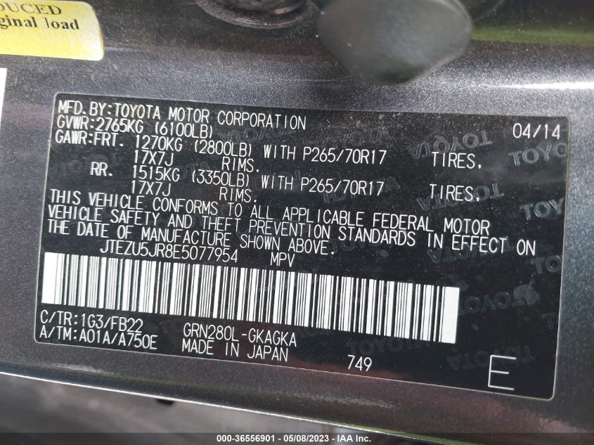2014 TOYOTA 4RUNNER SR5 - JTEZU5JR8E5077954