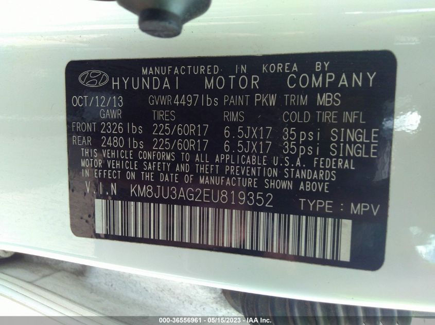 2014 HYUNDAI TUCSON SE - KM8JU3AG2EU819352