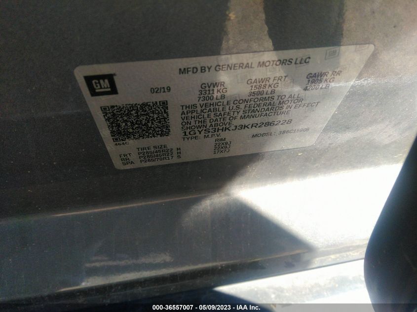 2019 CADILLAC ESCALADE ESV LUXURY - 1GYS3HKJ3KR286228