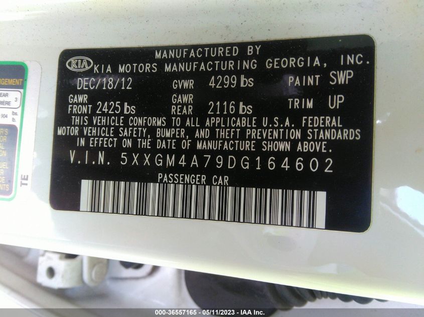 2013 KIA OPTIMA LX - 5XXGM4A79DG164602