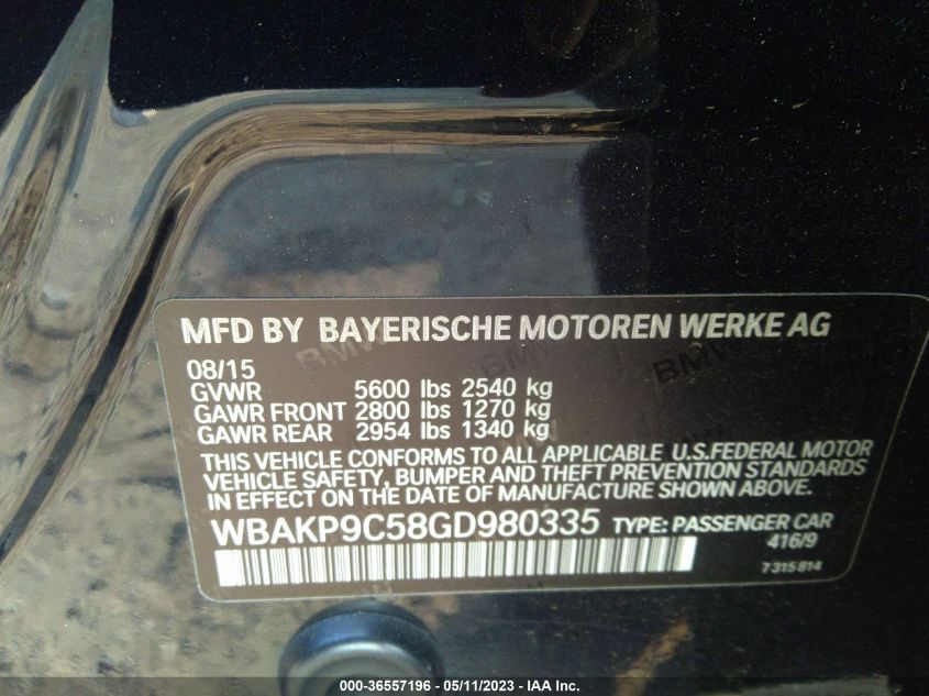 2016 BMW 5 SERIES 550I XDRIVE - WBAKP9C58GD980335
