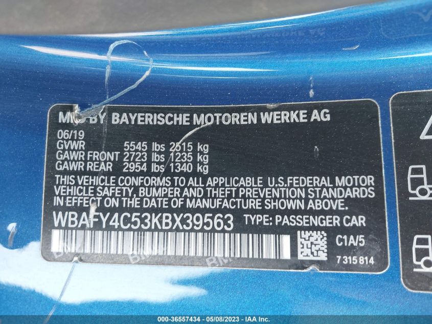 2019 BMW 8 SERIES M850I XDRIVE - WBAFY4C53KBX39563
