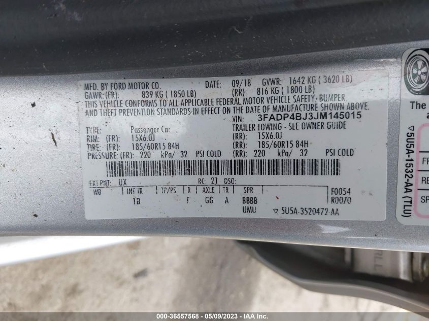 2018 FORD FIESTA SE - 3FADP4BJ3JM145015