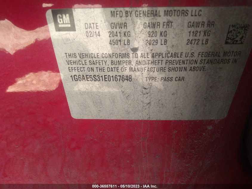 2014 CADILLAC ATS PREMIUM RWD - 1G6AE5S31E0167648