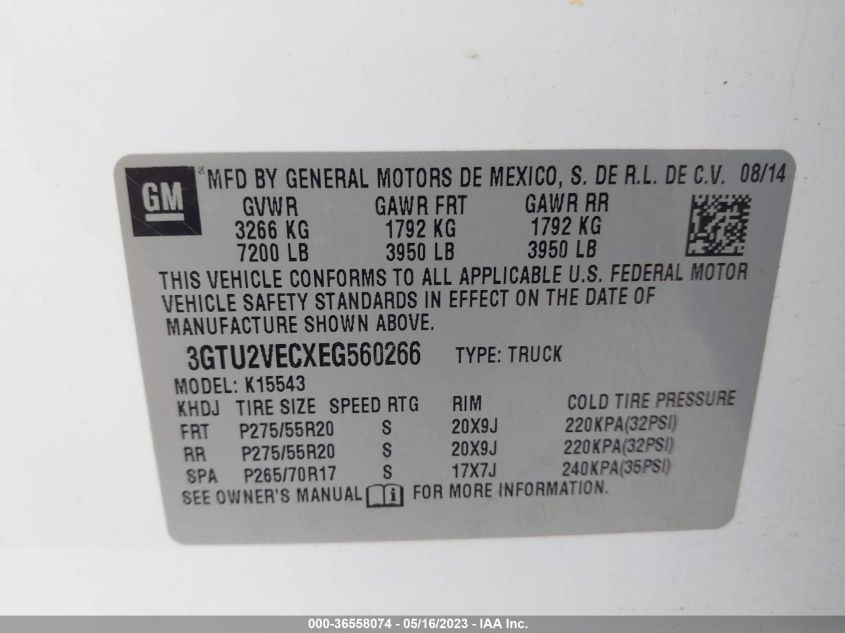 2014 GMC SIERRA 1500 SLT - 3GTU2VECXEG560266