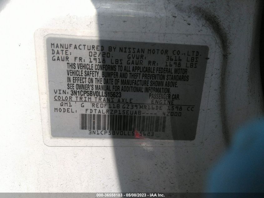 2020 NISSAN KICKS S - 3N1CP5BV0LL515623