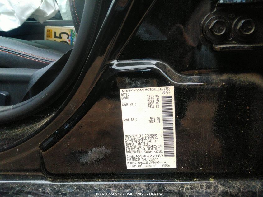 2022 NISSAN ALTIMA 2.5 SR - 1N4BL4CV5NN422182