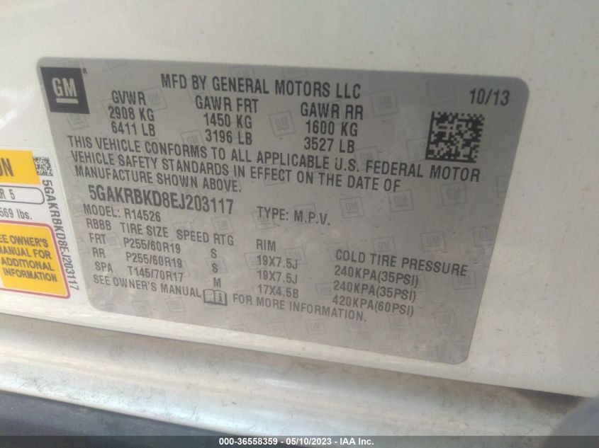 2014 BUICK ENCLAVE LEATHER - 5GAKRBKD8EJ203117