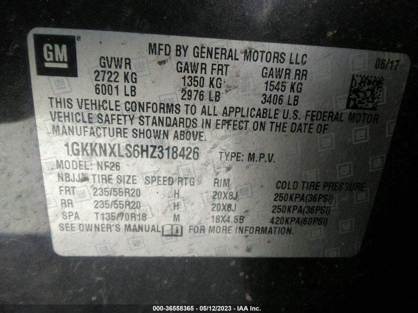 2017 GMC ACADIA DENALI - 1GKKNXLS6HZ318426