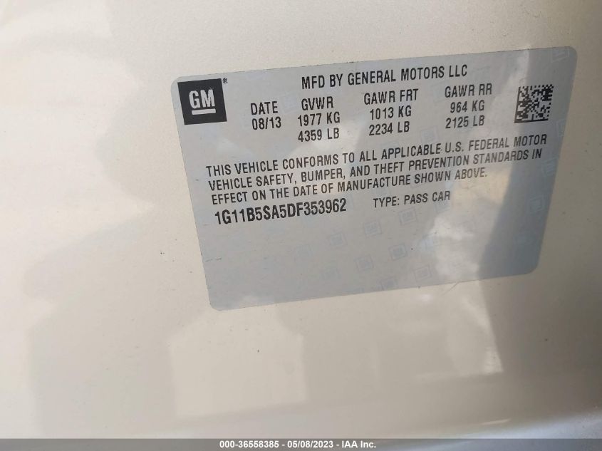 2013 CHEVROLET MALIBU LS - 1G11B5SA5DF353962