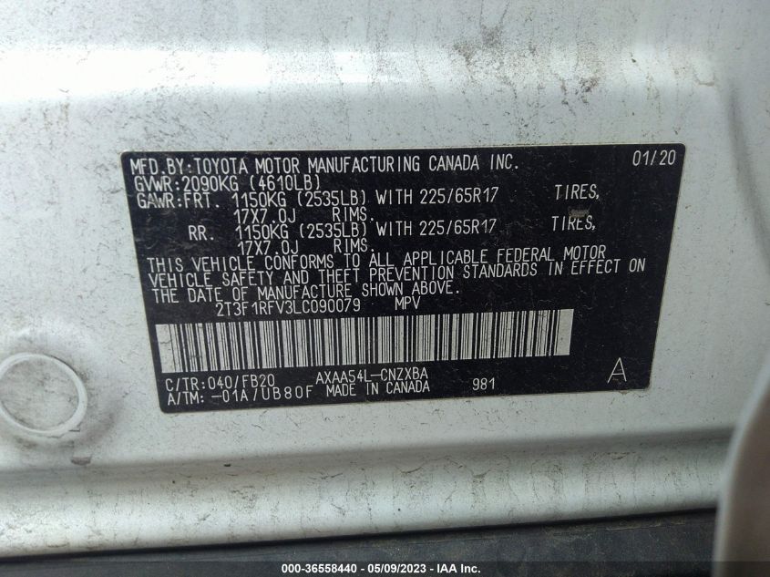 2020 TOYOTA RAV4 LE - 2T3F1RFV3LC090079