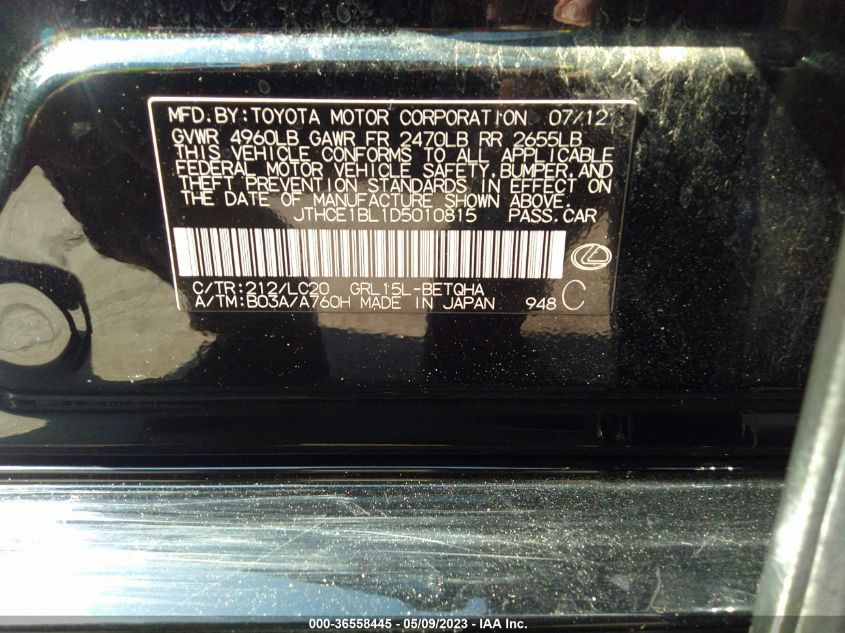 2013 LEXUS GS 350 - JTHCE1BL1D5010815