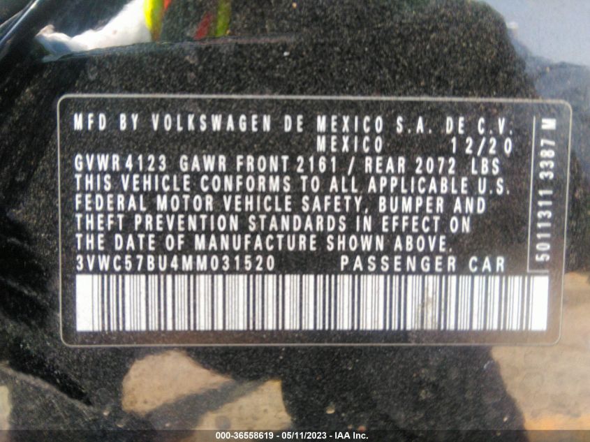 2021 VOLKSWAGEN JETTA S/SE/R-LINE - 3VWC57BU4MM031520