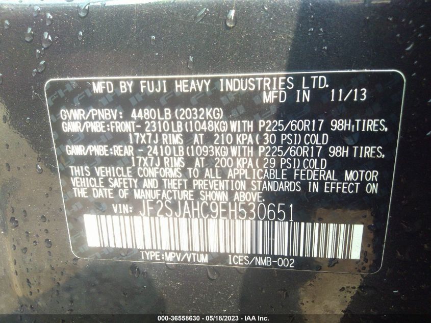 2014 SUBARU FORESTER 2.5I LIMITED - JF2SJAHC9EH530651