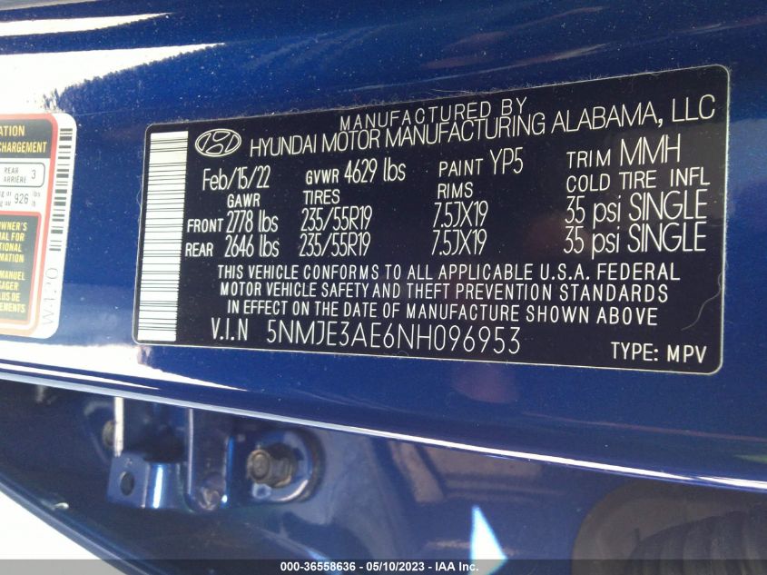 2022 HYUNDAI TUCSON LIMITED - 5NMJE3AE6NH096953
