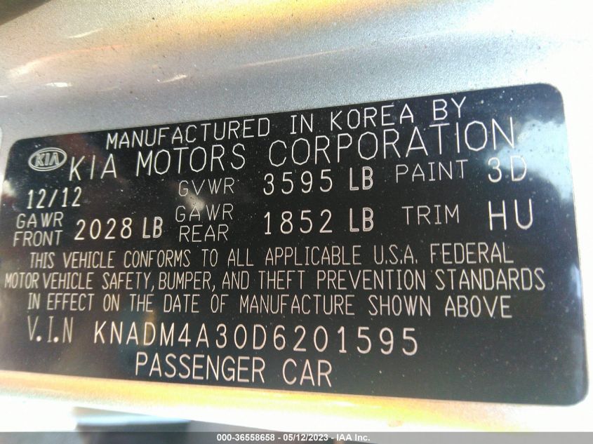 2013 KIA RIO LX - KNADM4A30D6201595